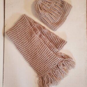 Hand Knit Scarf and Beanie Set